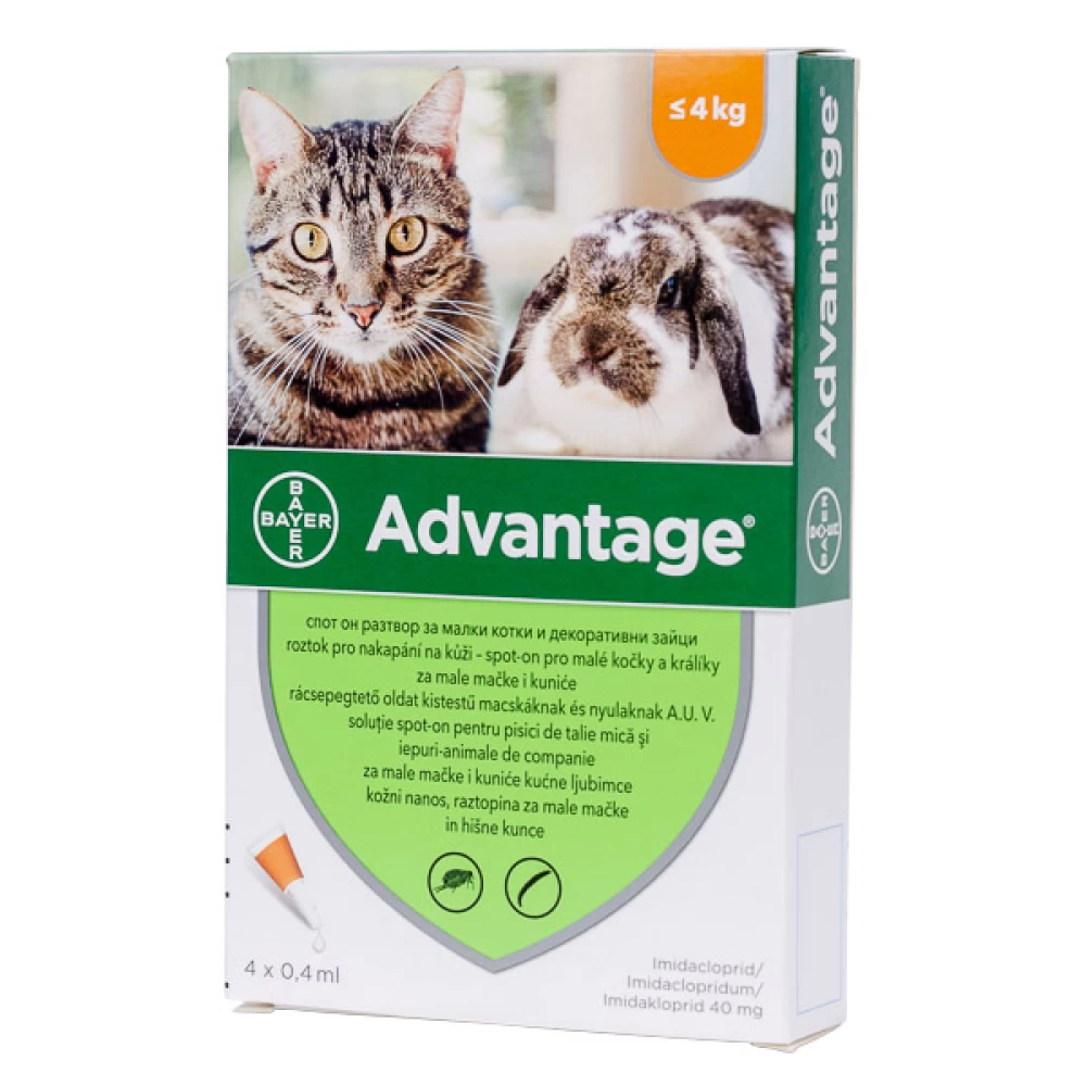 Advantage Pisica/Iepure 40, < 4 kg, 4 pipete