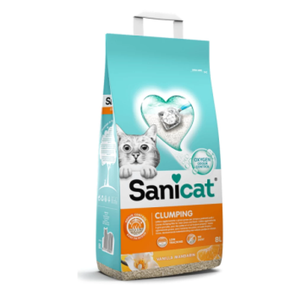 Sanicat Asternut Pentru Litiera Clumping Vanilie&Mandarina 8L