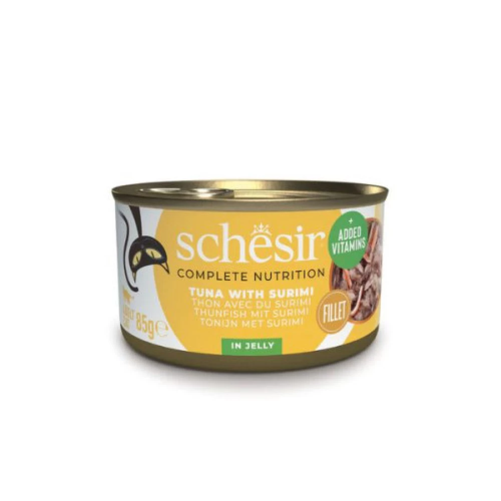 Schesir Cat Conserva cu Ton si Surimi in Jeleu 85 g Hrană Umedă pentru Pisici