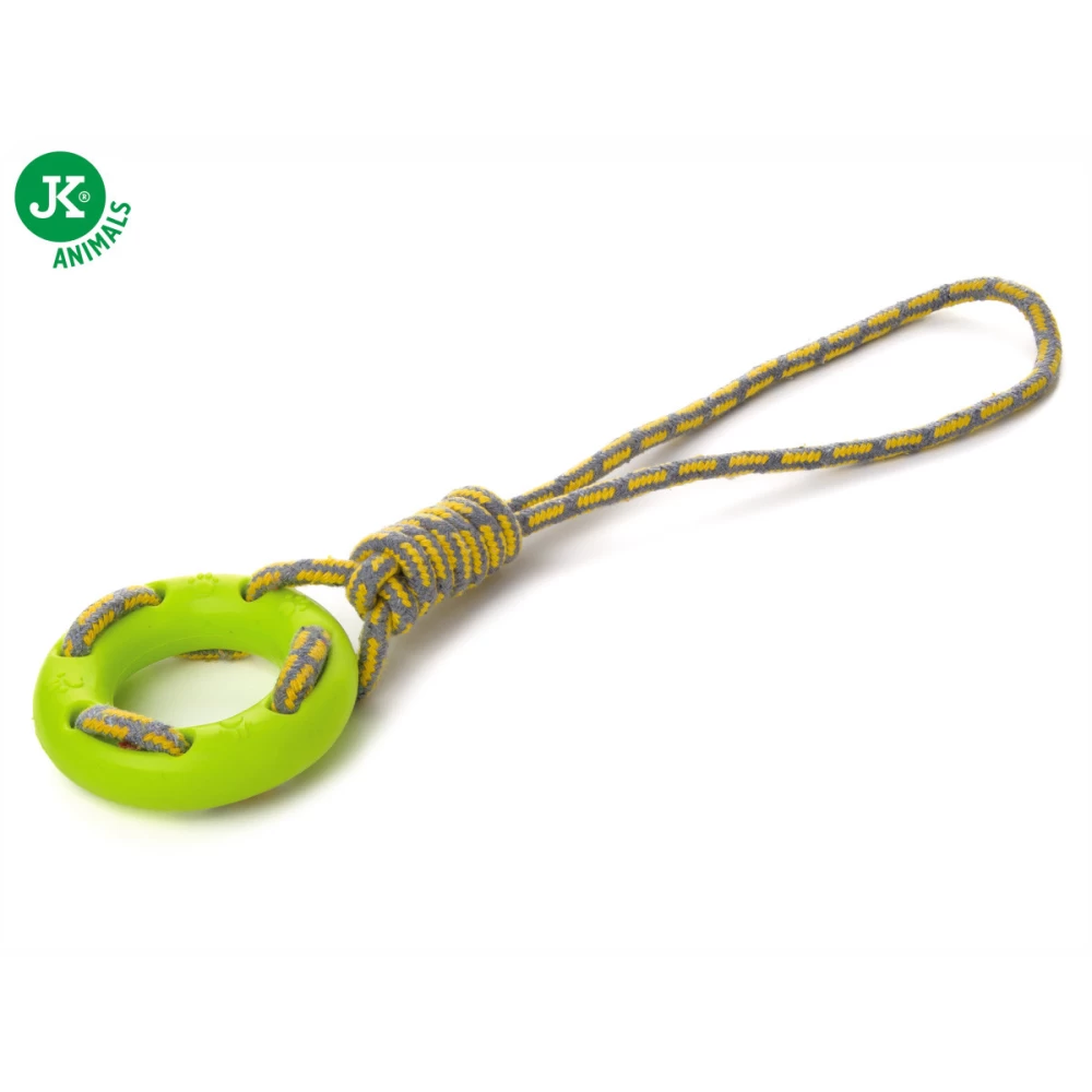 Jk Animals Jucarie Caine Inel cu Sfoara TPR Verde 40 cm