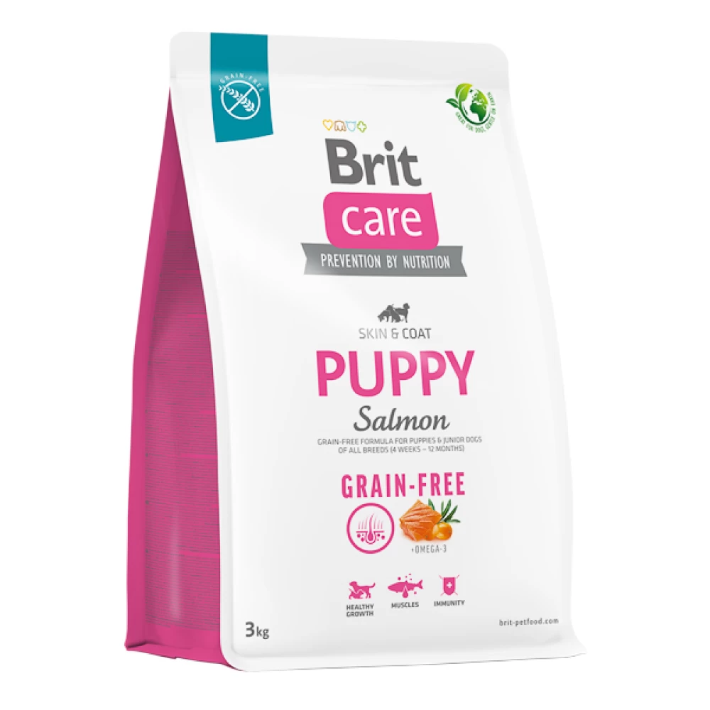 Brit Care Grain Free Puppy Somon Piele Si Blana, 3 kg Hrană Uscată pentru caini