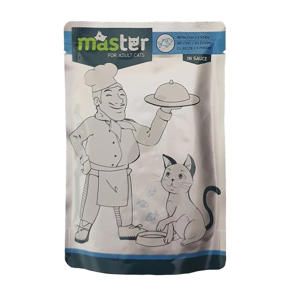 Master, Pește, plic hrană umedă pisici, (în sos), 24 buc X 80g