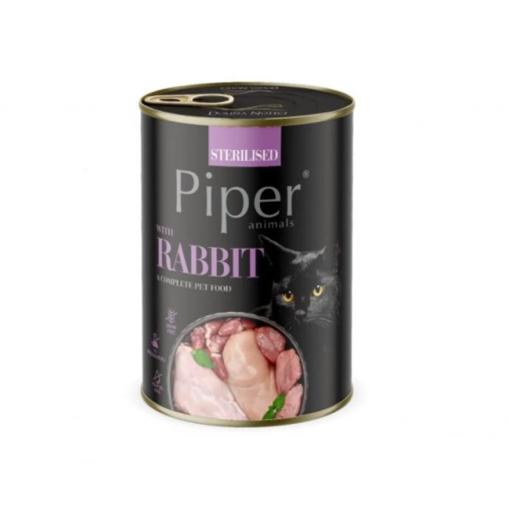 Piper Cat Adult Sterilizat cu Iepure, 400 g Hrană Umedă pentru pisici