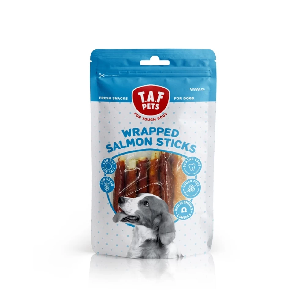 Taf Pets Dog Ttreas Weapped  Stix cu Somon 75 GR