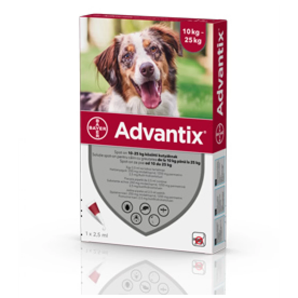 Advantix 250 Caini, 10 - 25 kg, 1 pipeta