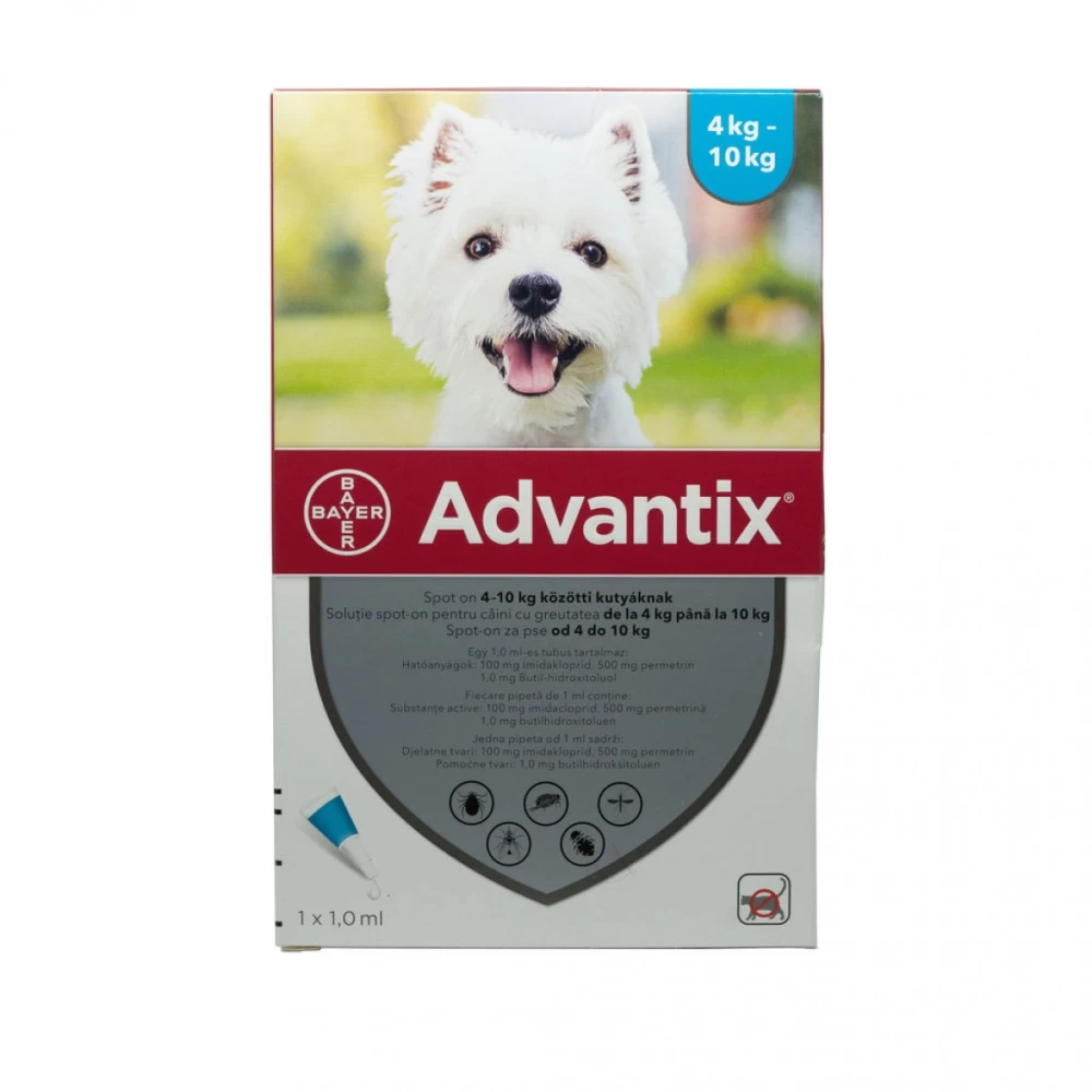 Advantix 100 Caini, 4 - 10 kg, 1 pipeta