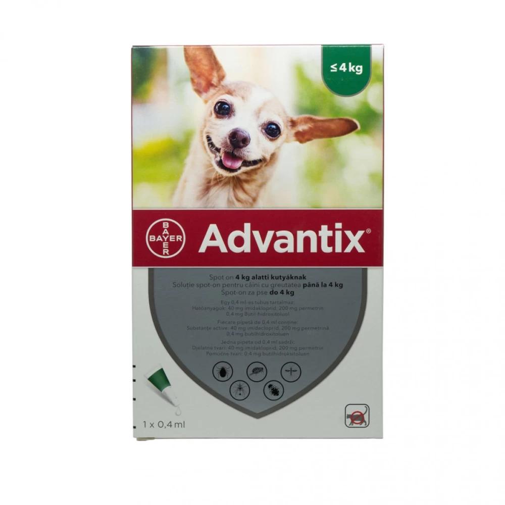 Advantix 40 Caini, < 4kg, 1 pipeta