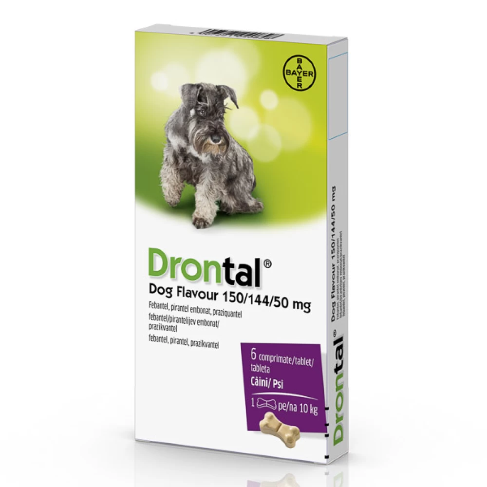 Drontal Dog Flavour, 6 tablete, Deparazitare Interna Caini