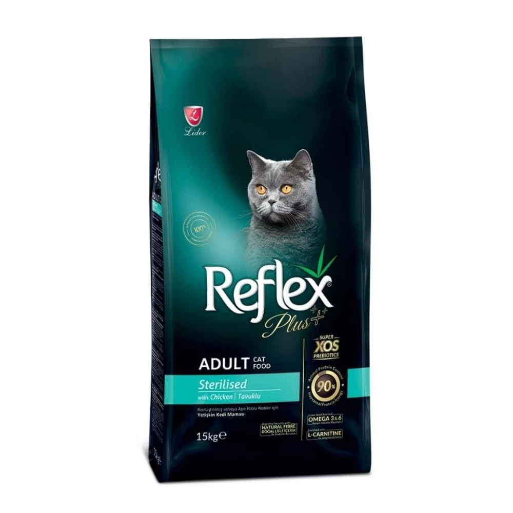 Reflex Plus Adult Cat Sterilised cu Pui, 15kg Hrană uscată pentru pisici