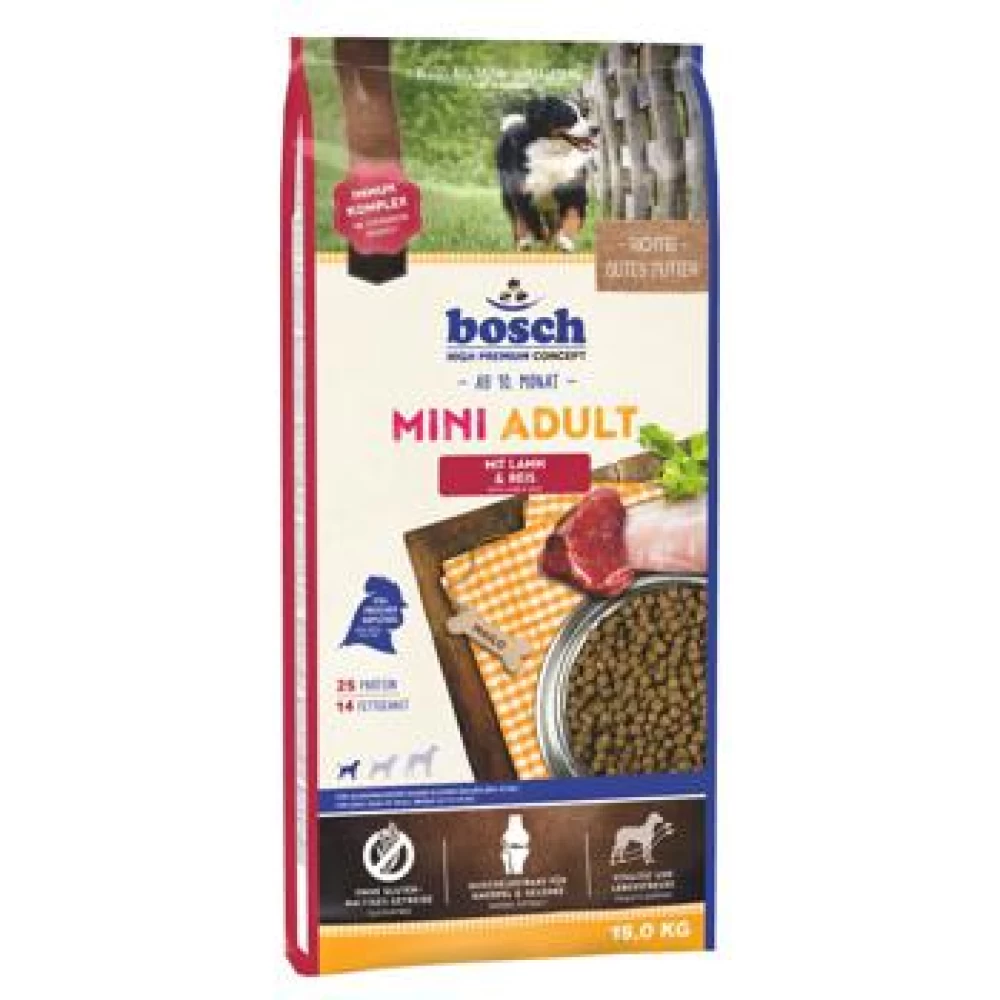 Bosch Mini Adult cu Miel si Orez 15 kg Hrană Uscată pentru caini