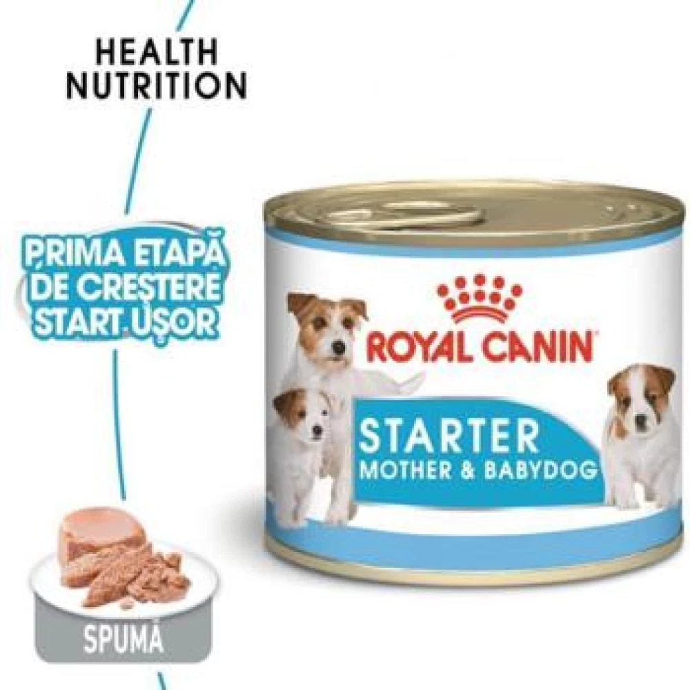 Royal Canin Mini Starter Mousse, 195 g Hrană Umedă pentru caini