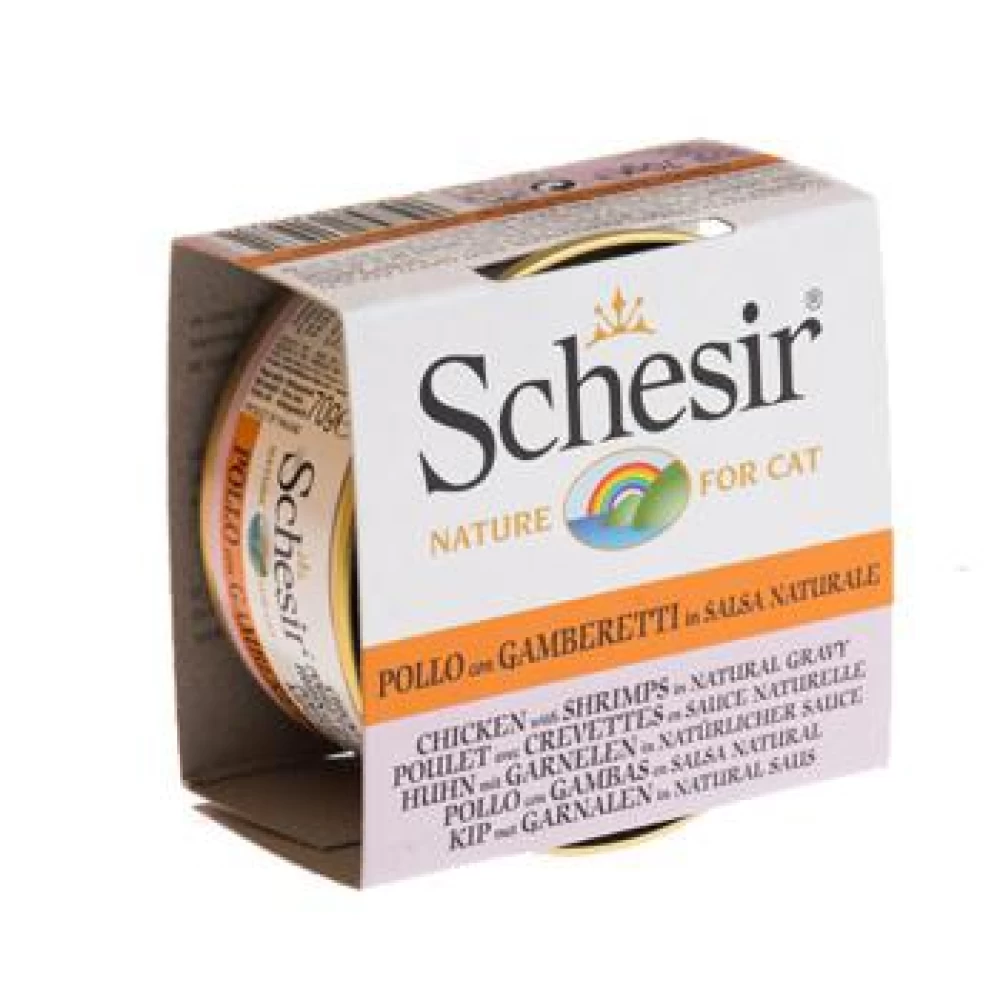 Schesir Cat Conserva Pui si Creveti in Salsa 70 g Hrană Umedă pentru pisici