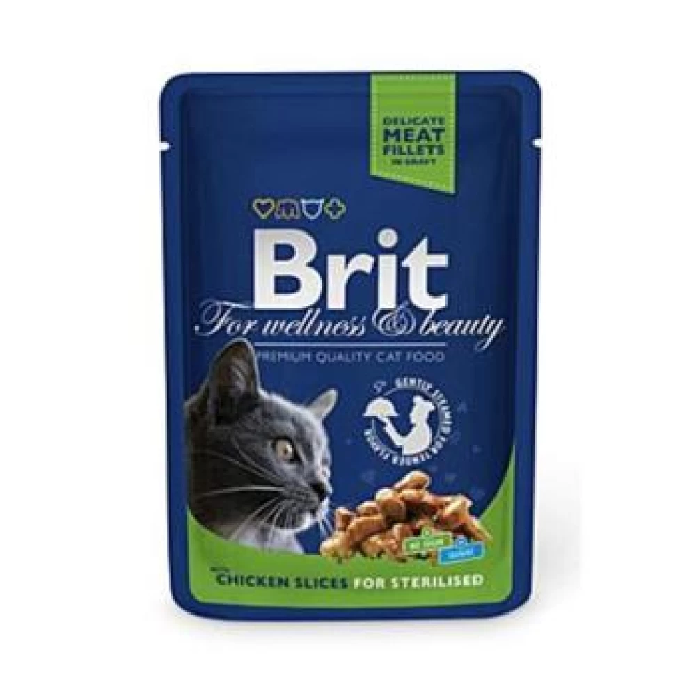 Brit Premium Sterilised Cat plic cu carne de pui 100 gr Hrană Umedă pentru pisici