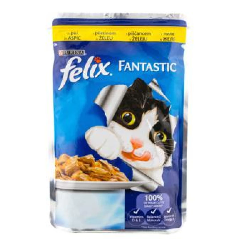 Felix Fantastic cu Pui, Plic 100 g Hrană Umedă pentru pisici