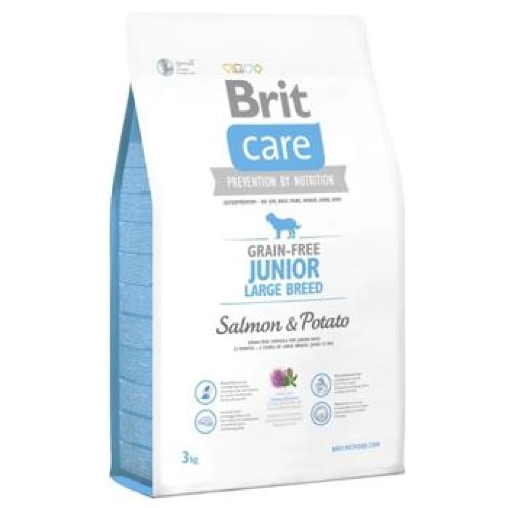 Brit Care Grain Free Junior Large Breed Somon si Cartofi, 3 kg Hrană Uscată pentru caini