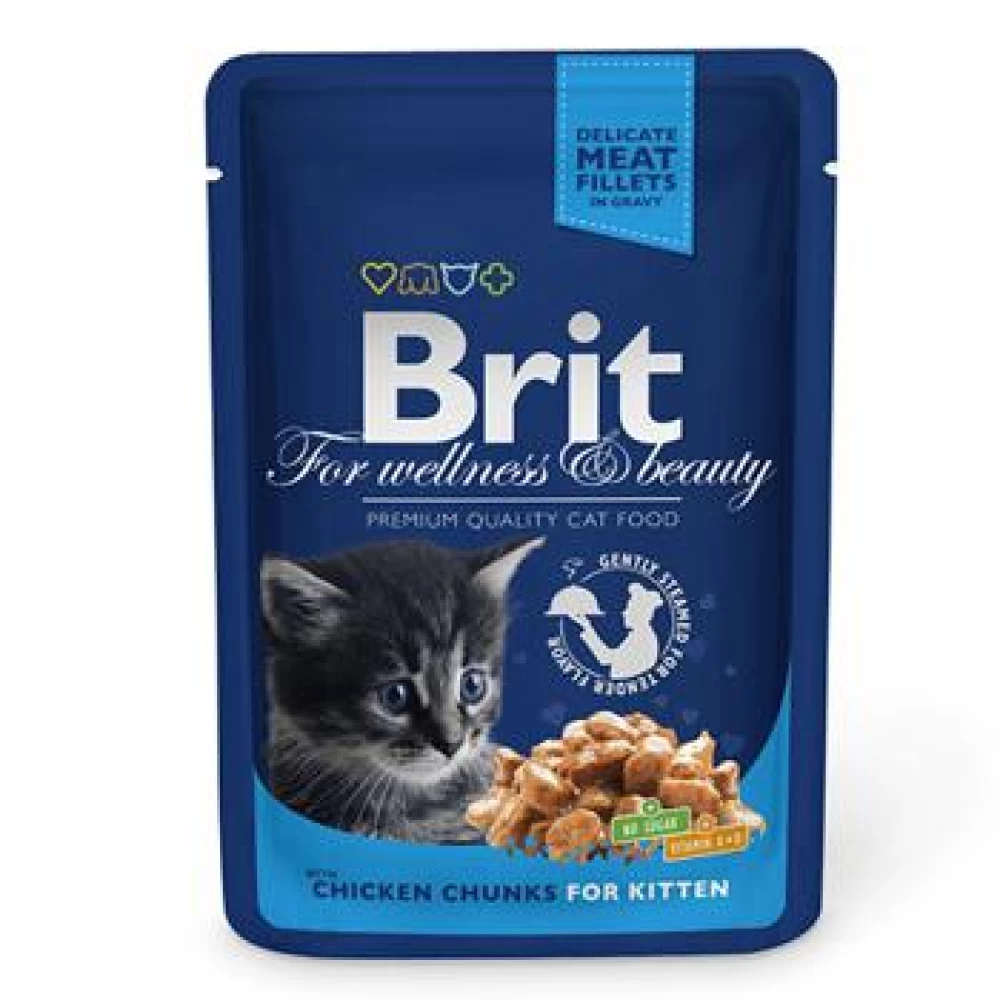 Brit Premium Cat Junior plic cu carne de pui 100 gr Hrană Umedă pentru pisici