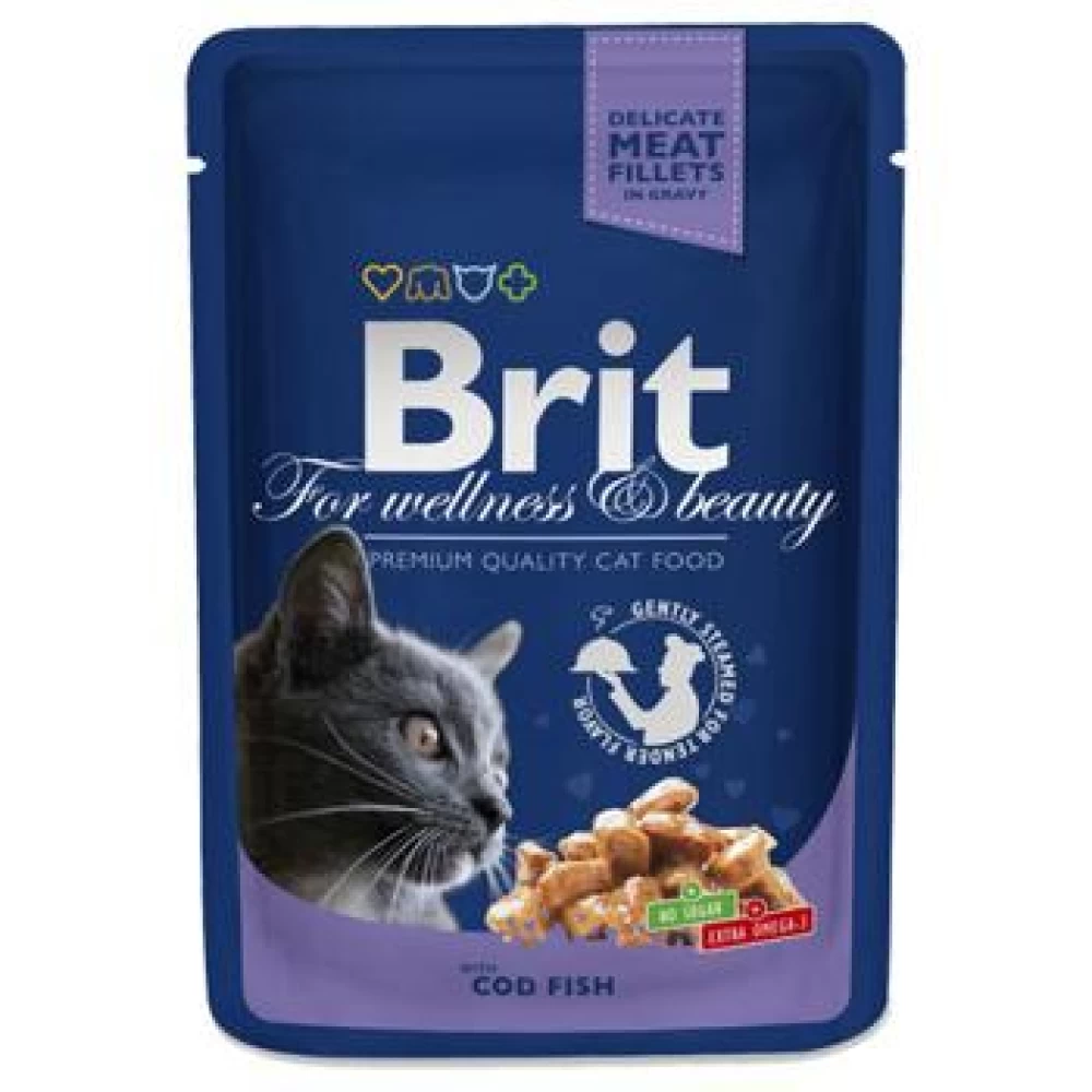 Brit Premium Cat plic cu carne de cod 100 gr Hrană Umedă pentru pisici