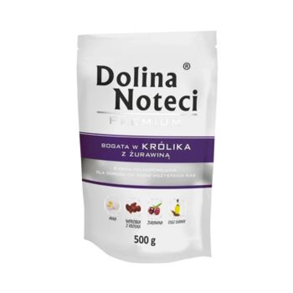 DOLINA NOTECI, PLIC IEPURE SI MERISOARE, 500 G Hrană Umedă pentru caini