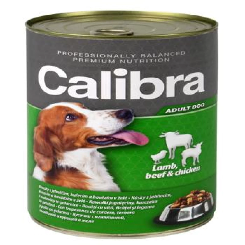 Calibra Dog Conserva Beef and Lamb and Chicken in Jelly 1240 g Hrană Umedă pentru caini