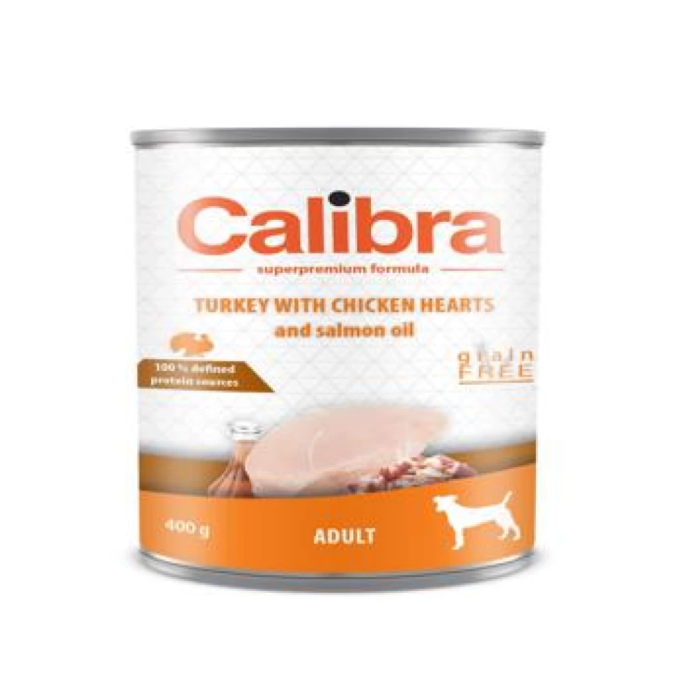 Calibra Dog Adult Inimi Curcan si Pui 400 g Hrană Umedă pentru caini