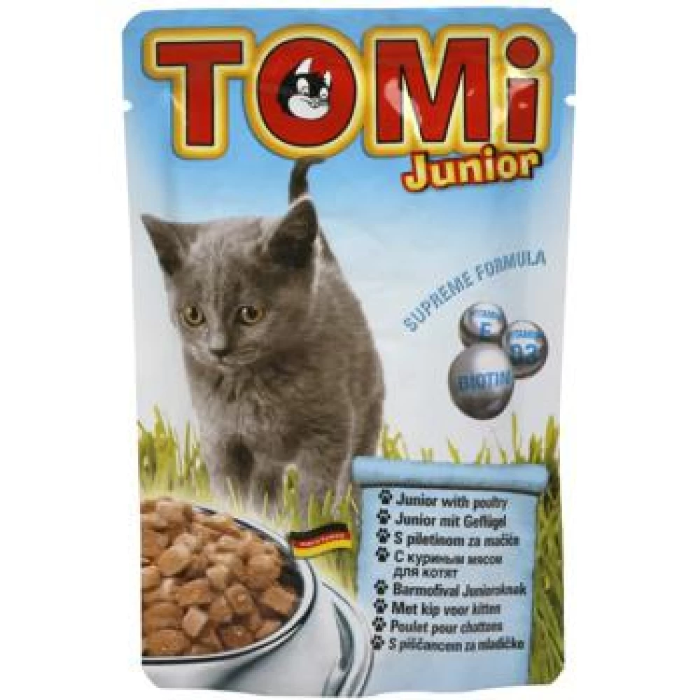 Plic Tomi Cat Junior cu Pui, 100 g Hrană Umedă pentru pisici