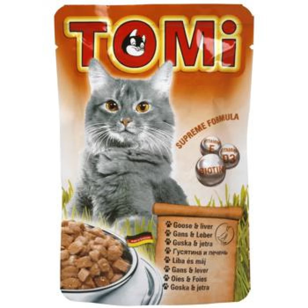 Plic Tomi Cat cu Gasca si Ficat, 100 g Hrană Umedă pentru pisici