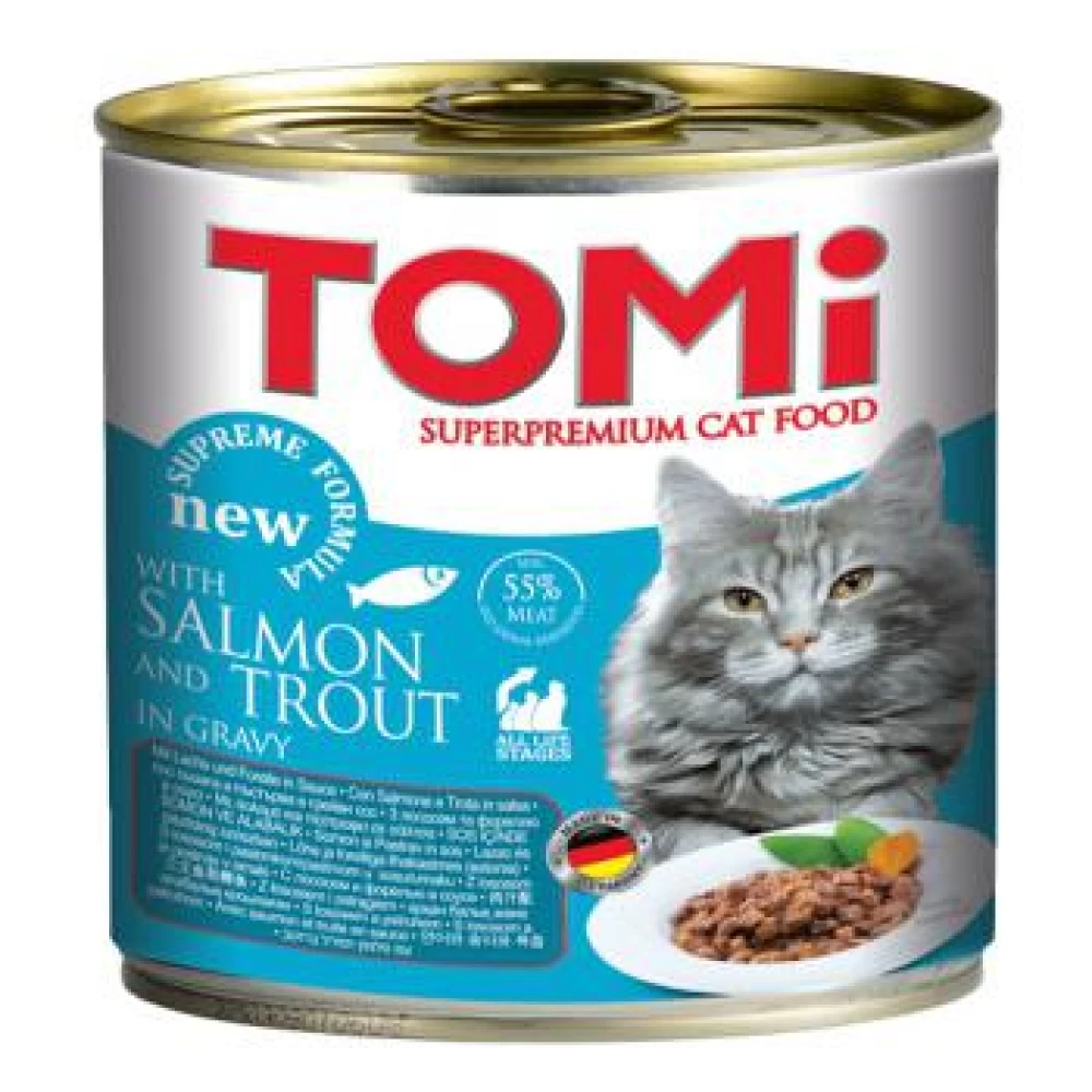 Conserva Tomi Cat Somon si Pastrav, 400 g Hrană Umedă pentru pisici