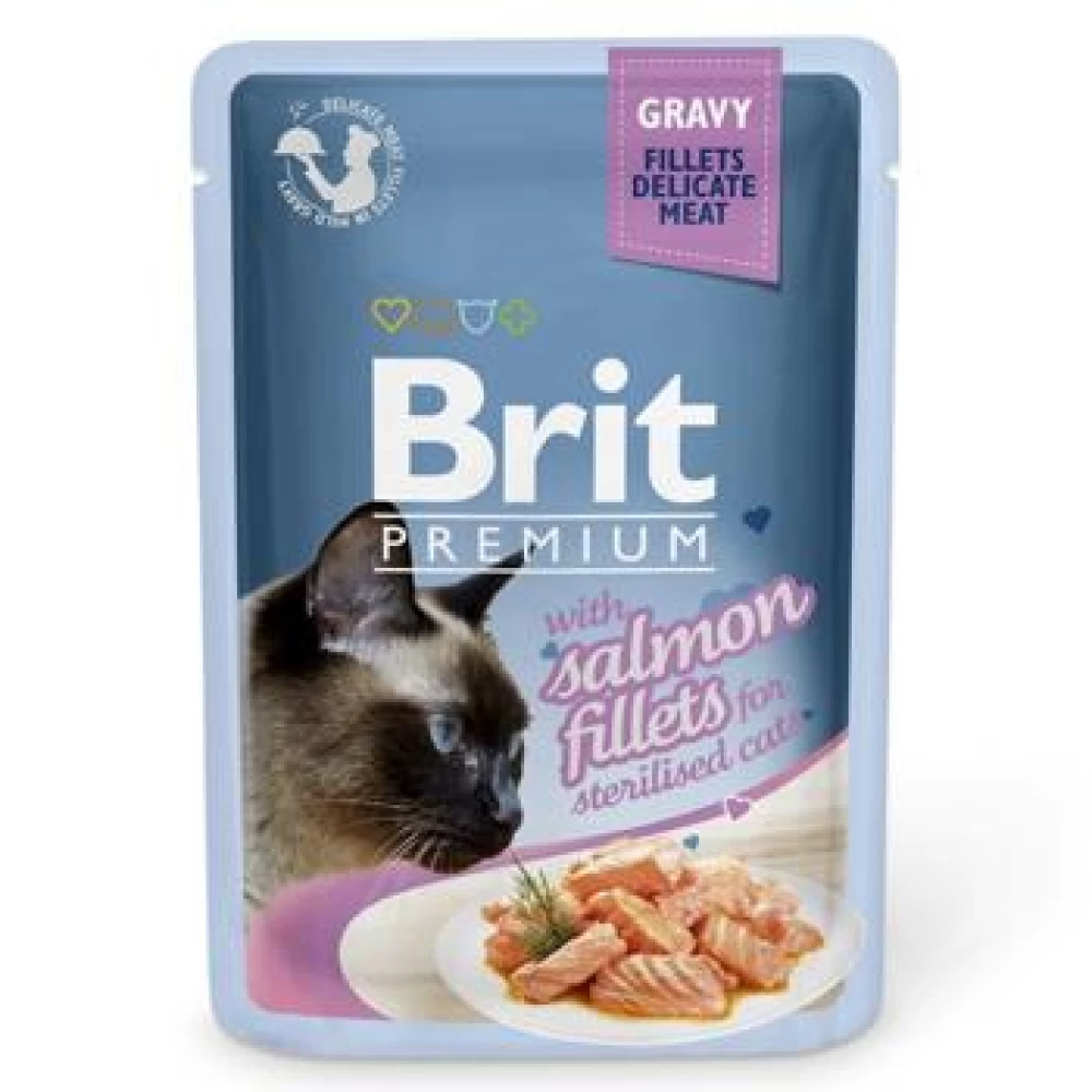 Brit Cat Delicate Salmon in Gravy For Sterilised 85 g Hrană Umedă pentru pisici