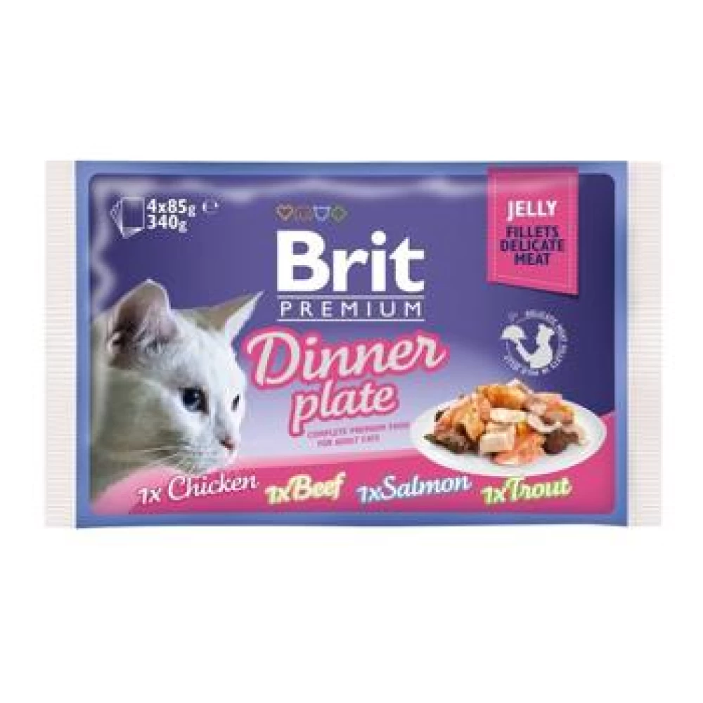 Brit Cat Multipack Delicate Dinner Plate in Jelly 4 x 85 g Hrană Umedă pentru pisici