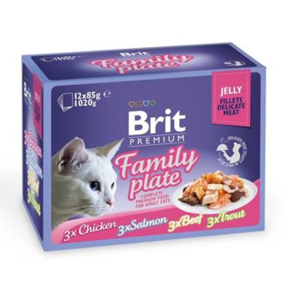 Brit Cat Multipack Delicate Family Plate in Jelly 12 x 85 g Hrană Umedă pentru pisici