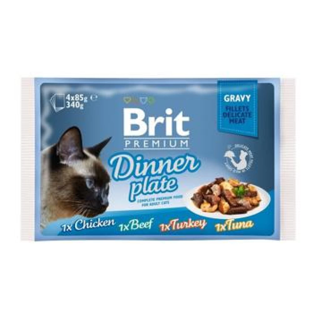 Brit Cat Multipack Delicate Dinner Plate in Gravy 4 x 85 g Hrană Umedă pentru pisici