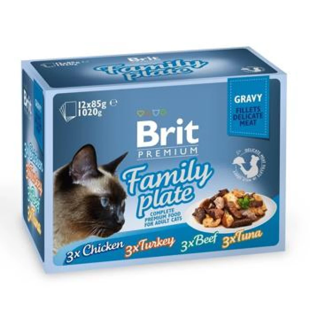 Brit Cat Multipack Delicate Family Plate in Gravy 12 x 85 g Hrană Umedă pentru pisici