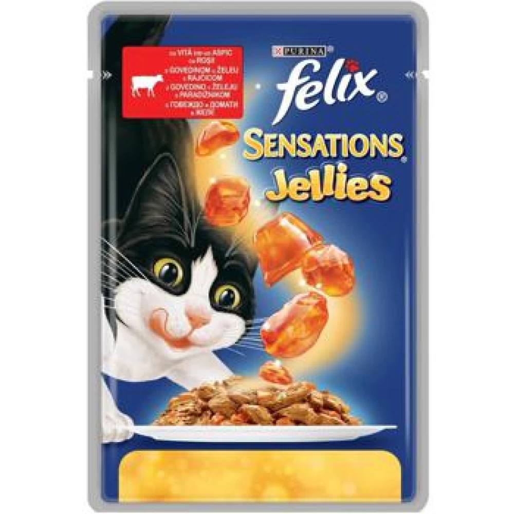 Felix Sensations Gelees Vita si Rosii in Aspic, 100 g Hrană Umedă pentru pisici