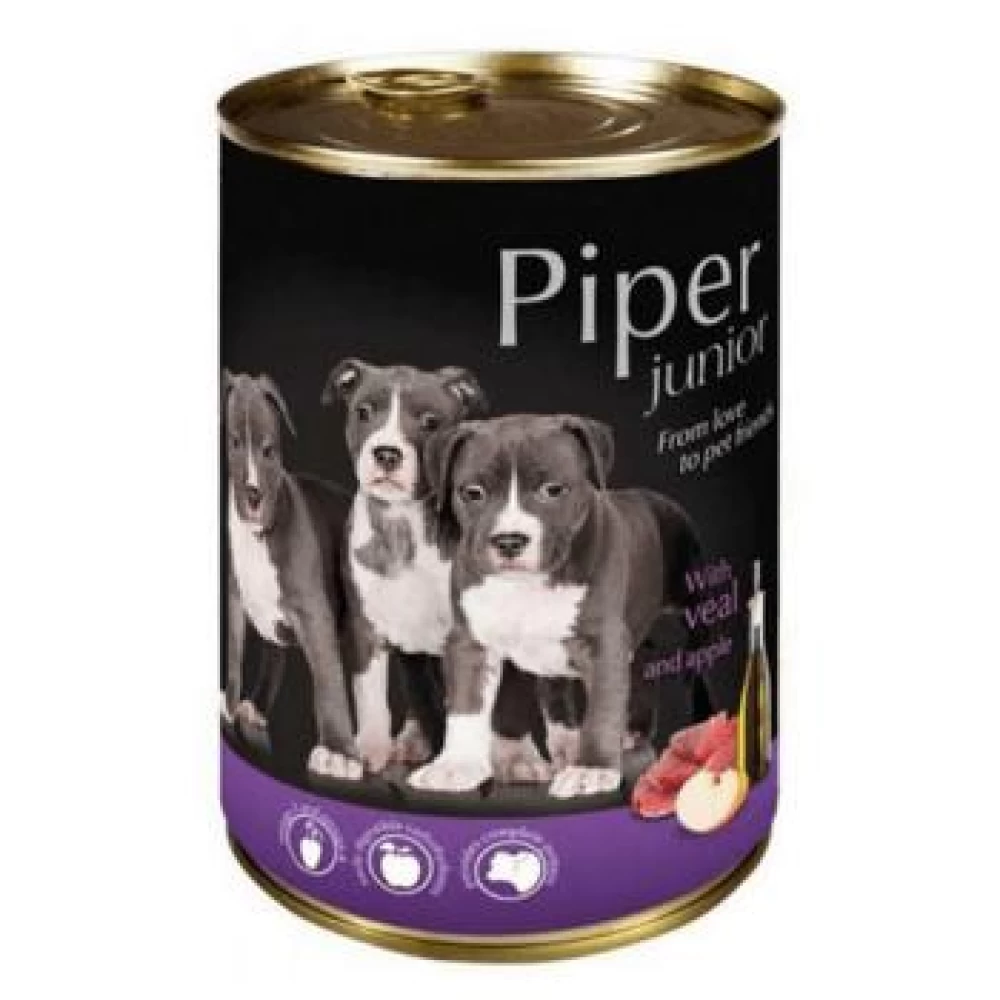 Piper Junior cu Carne de Vitel si Mere, 400 g Hrană Umedă pentru caini