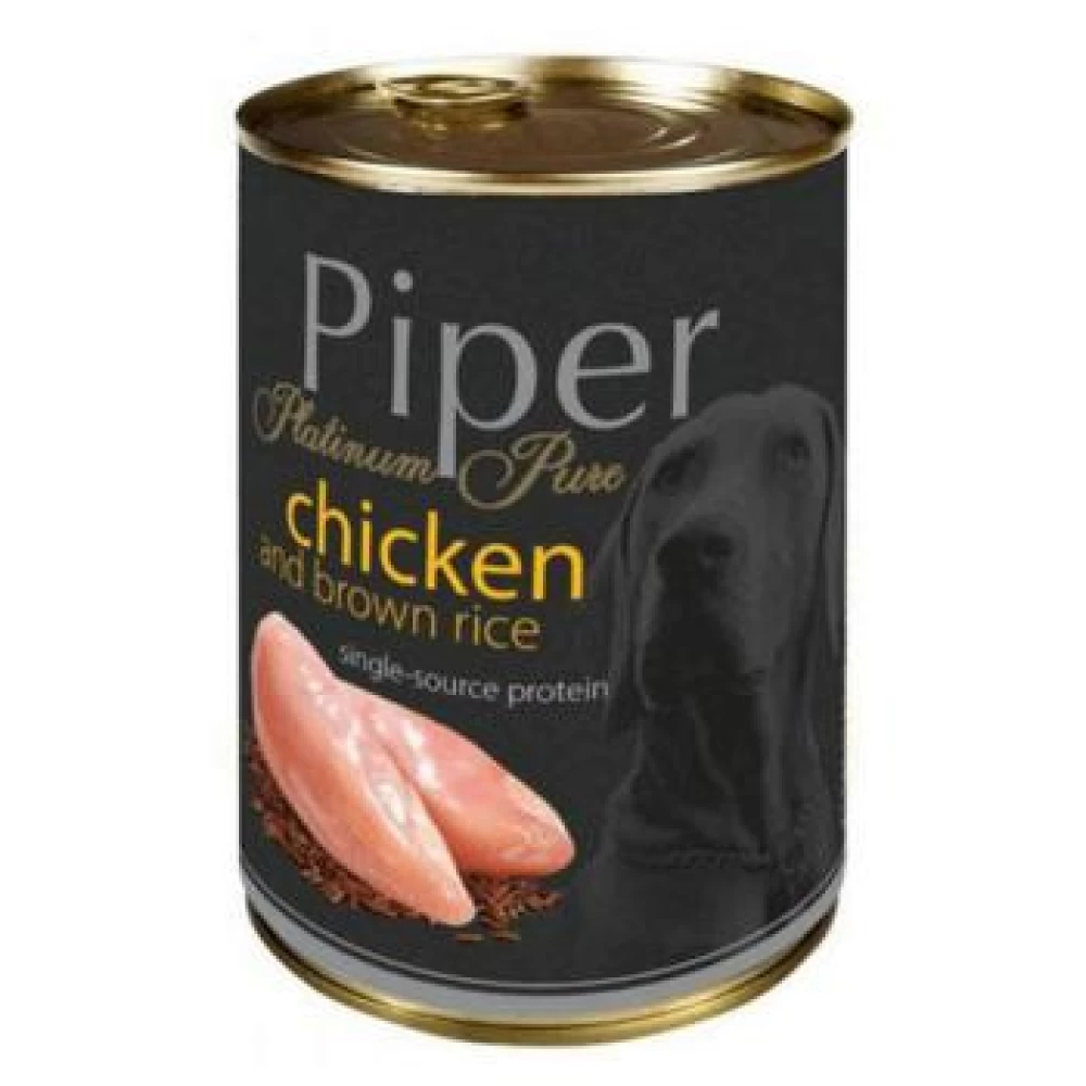 Piper Pure cu Carne de Pui si Orez Brun, 400 g Hrană Umedă pentru caini