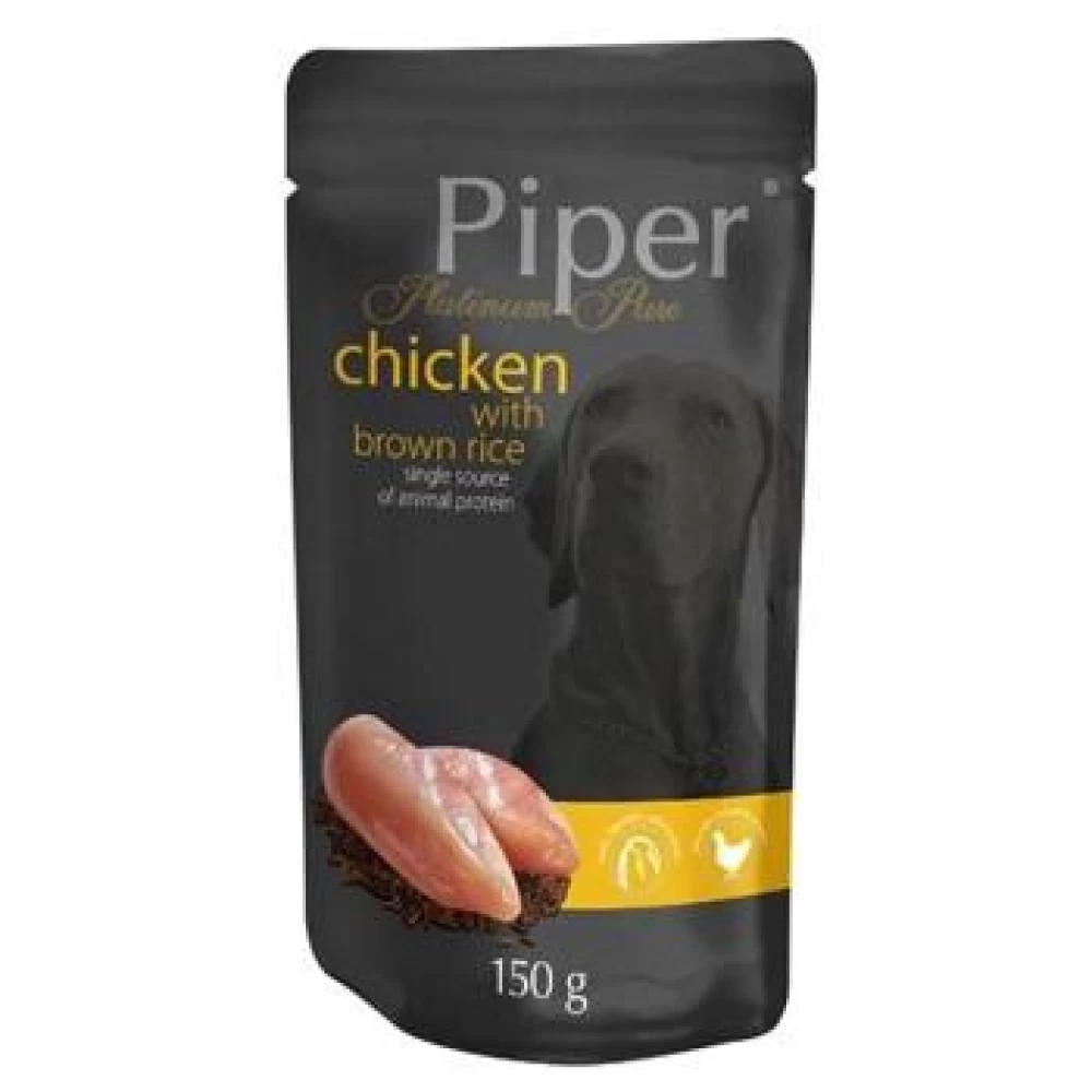 Piper Pure cu Carne de Pui si Orez Brun, 150 g Hrană Umedă pentru caini