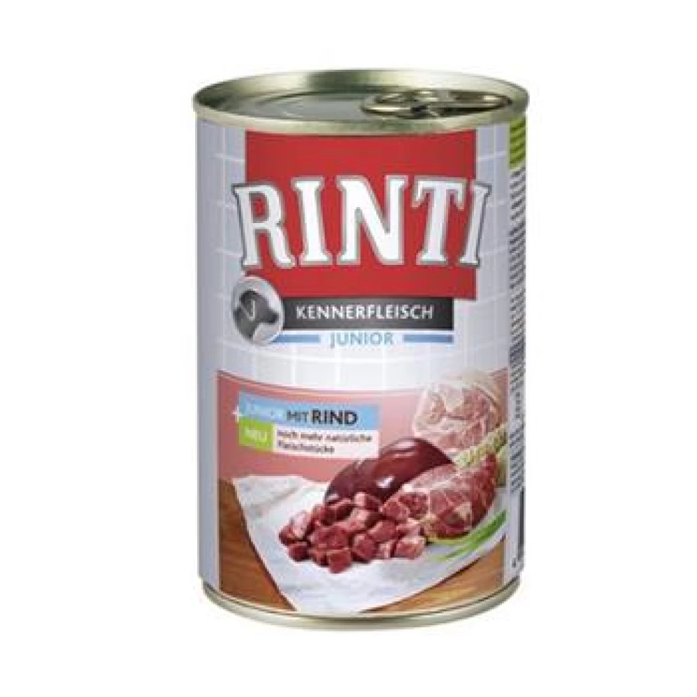 Rinti Junior cu vita 400 g Hrană Umedă pentru caini