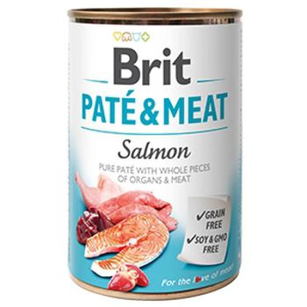 Brit Pate & Meat Cu Somon, 400 g Hrană Umedă pentru caini