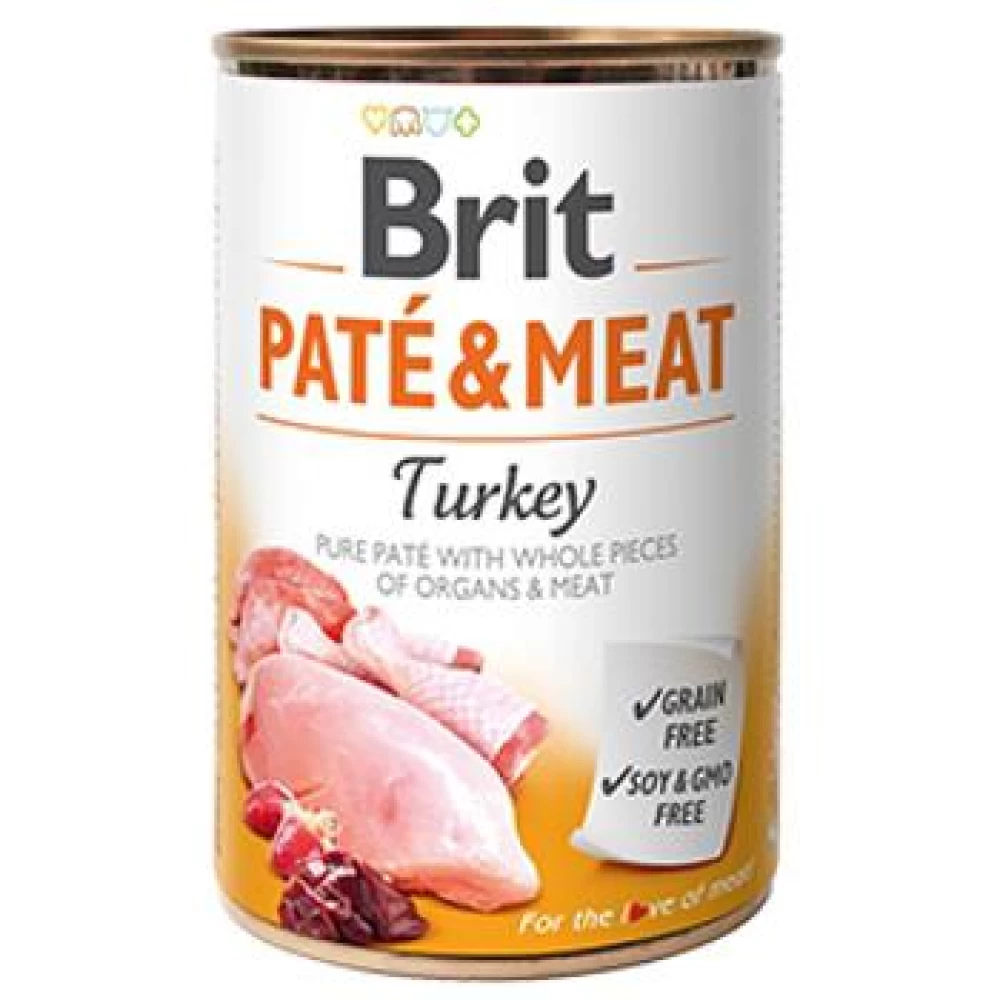 Brit Pate & Meat Cu Curcan, 400 g Hrană Umedă pentru caini