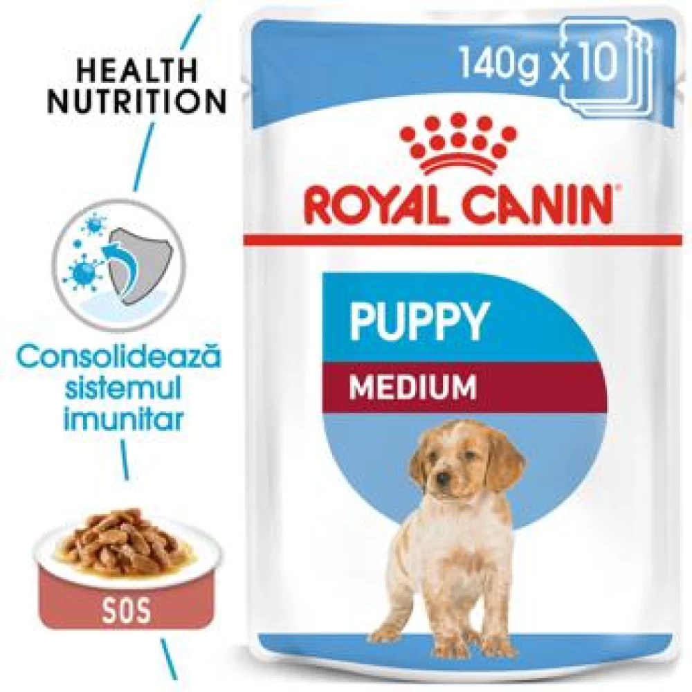 Royal Canin Medium Puppy, 140 g Hrană Umedă pentru caini