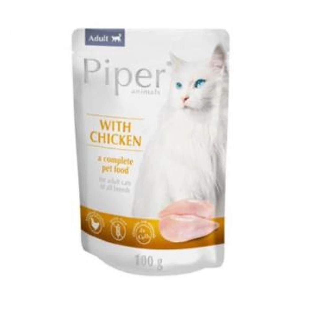 Piper Cat Adult cu Piept de Pui, 100 g Hrană Umedă pentru pisici