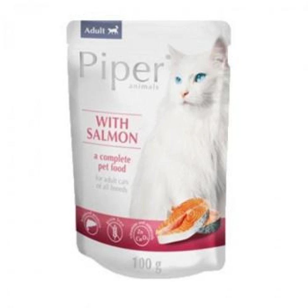 Piper Cat Adult cu Somon, 100 g Hrană Umedă pentru pisici