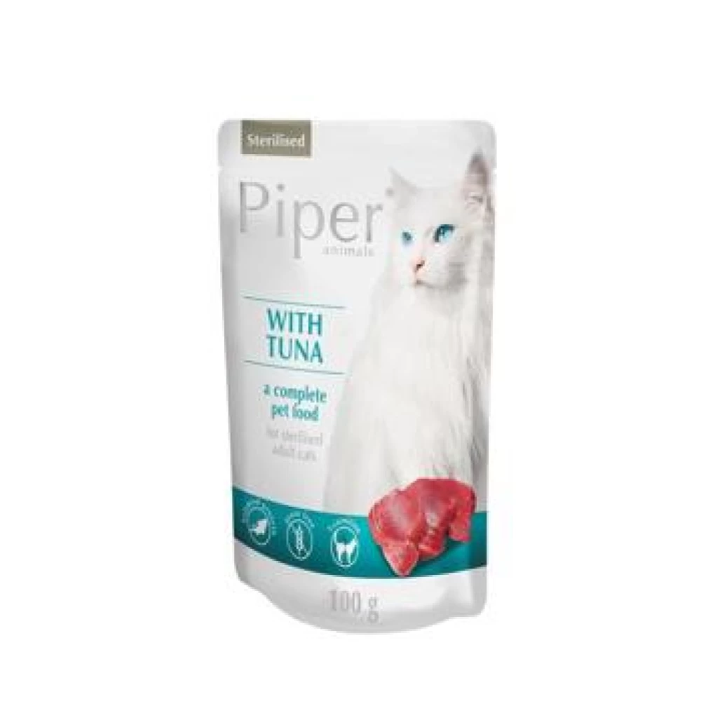 Piper Cat Adult Sterilizat cu Ton, 100 g Hrană Umedă pentru pisici