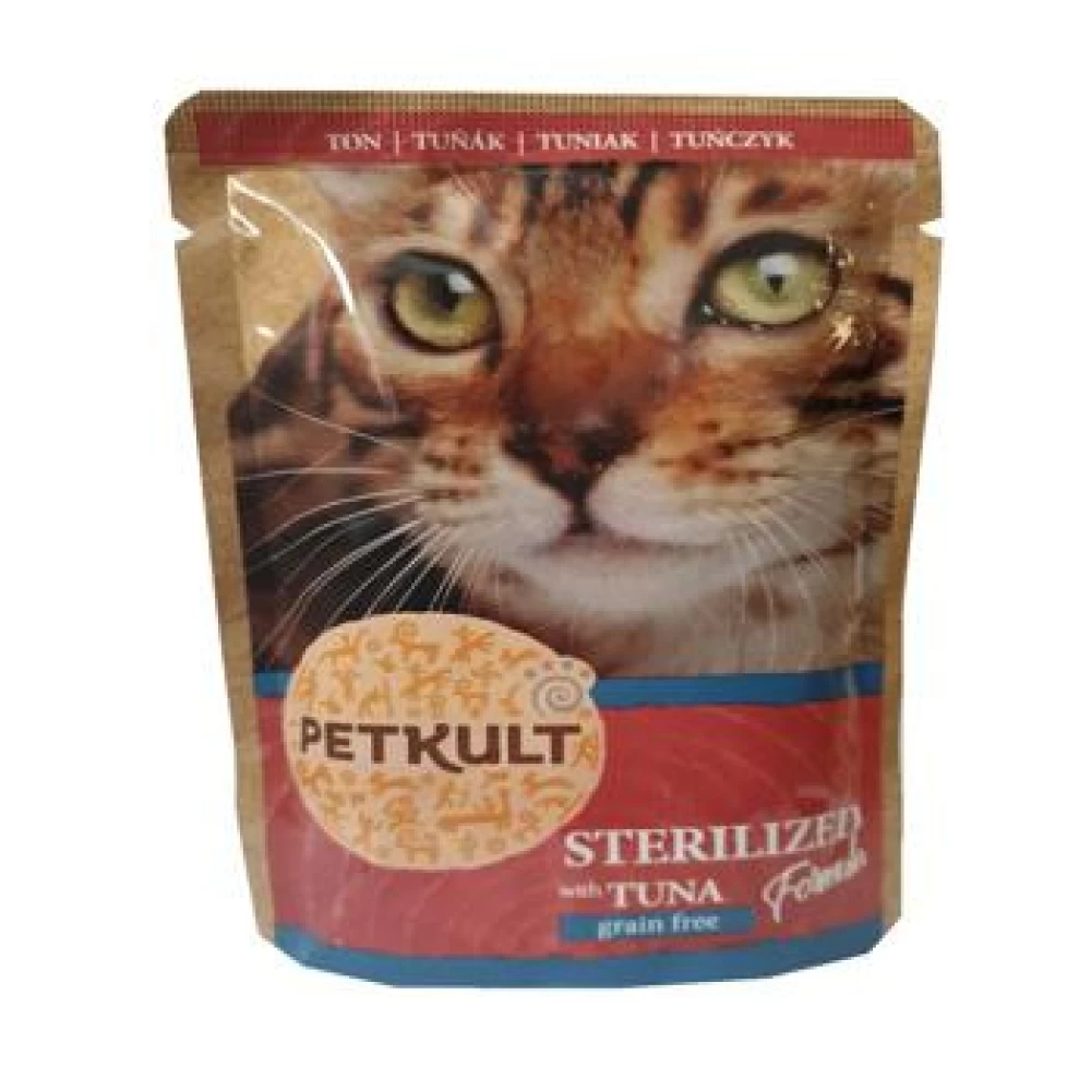 Petkult Cat Sterilized cu Ton, 100 g Hrană Umedă pentru pisici