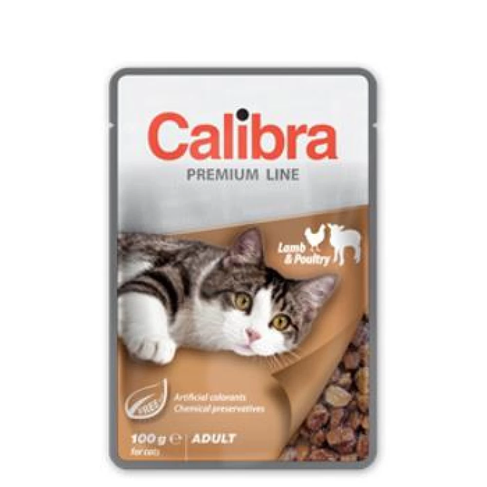 Calibra Cat Pouch Premium Adult Lamb and Poultry 100 g Hrană Umedă pentru pisici