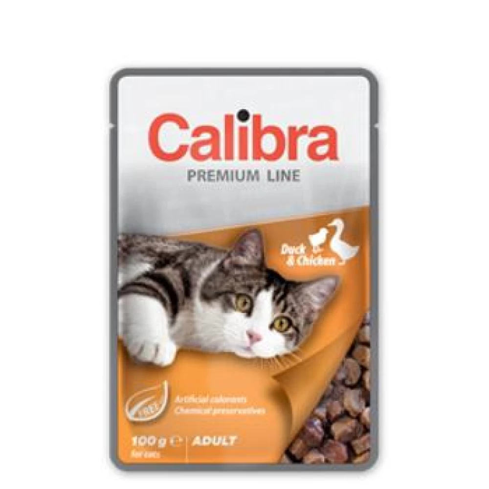 Calibra Cat Pouch Premium Adult Duck and Chicken 100 g Hrană Umedă pentru pisici