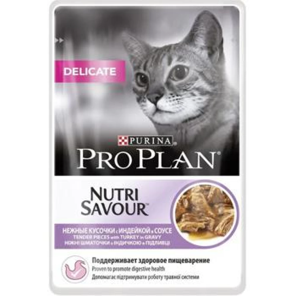 Pro Plan Delicate Nutrisavour, Sos cu curcan, 85 g Hrană Umedă pentru pisici