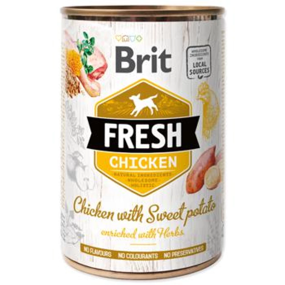 Brit Fresh Chicken with Sweet Potato 400 g Hrană Umedă pentru caini