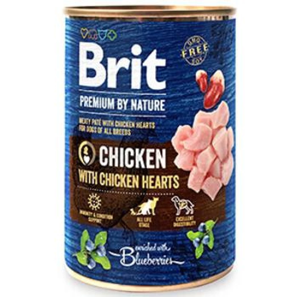 Brit Premium by Nature Chicken with Hearts 400 g conserva Hrană Umedă pentru caini