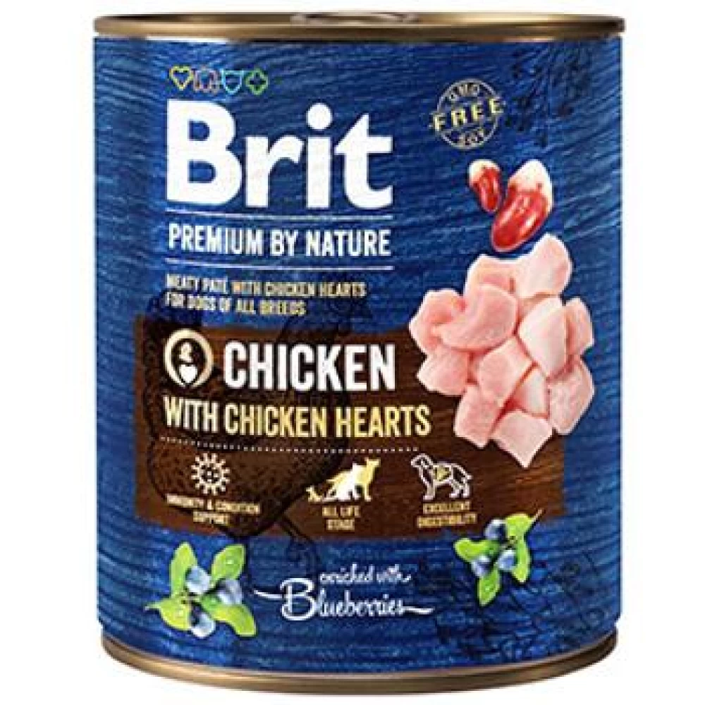 Brit Premium by Nature Chicken with Hearts 800 g conserva Hrană Umedă pentru caini